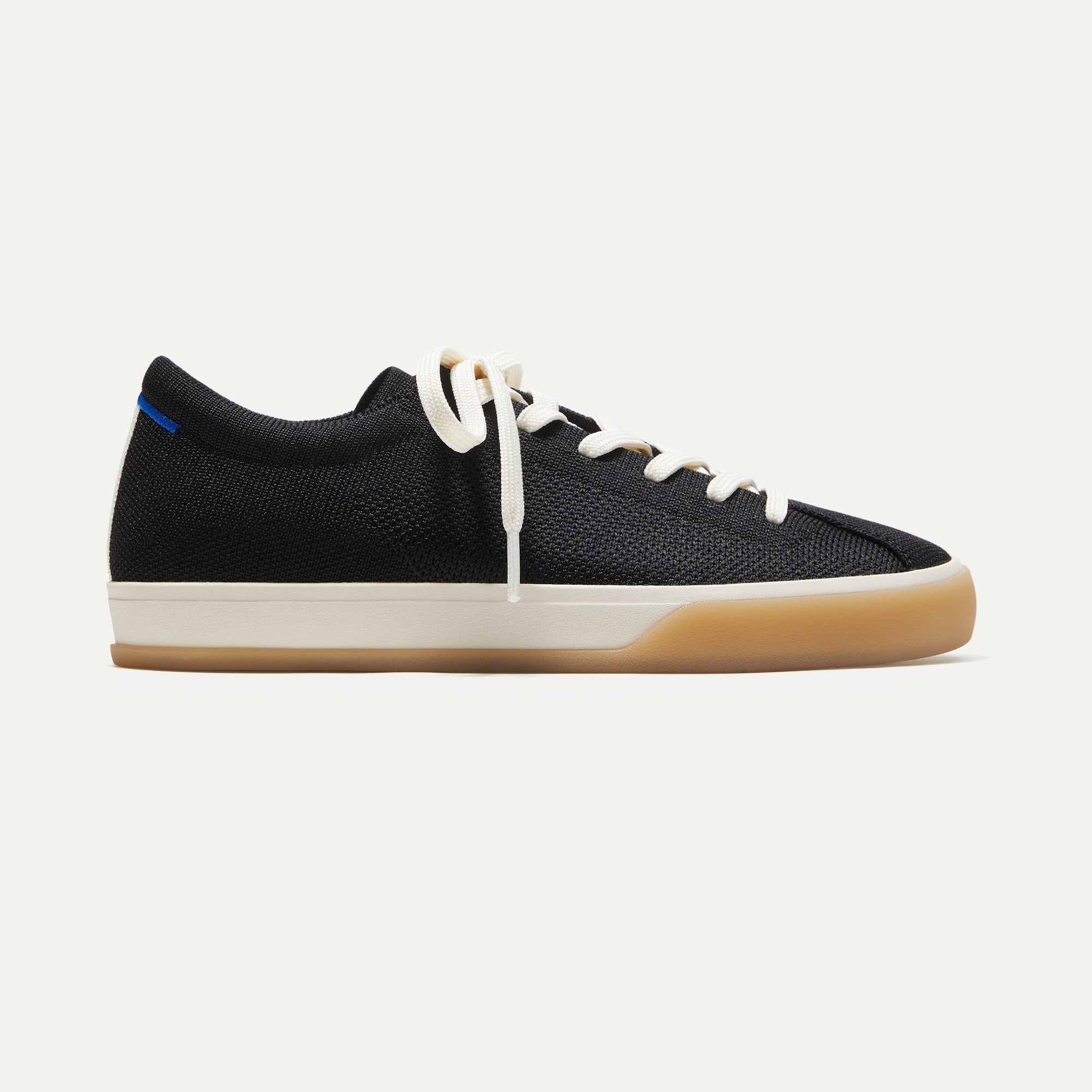 The Lace Up in Black shown from the side. 