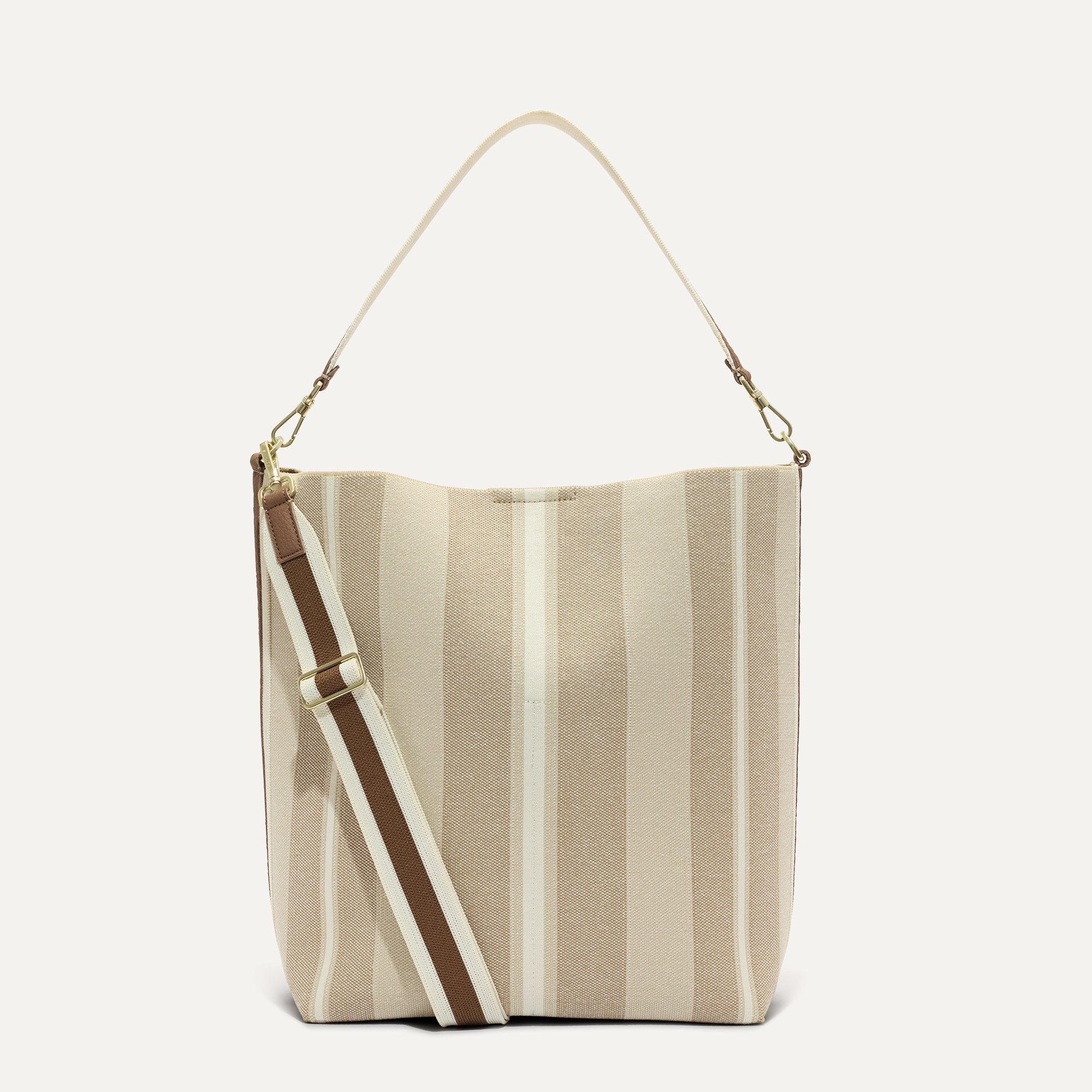 PLP |The Bucket Bag in Oat Latte shown from the front.