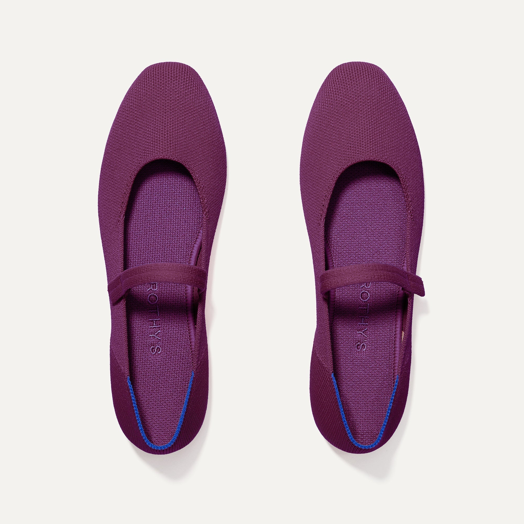The Square Mary Jane in Plum shown from the top. 
