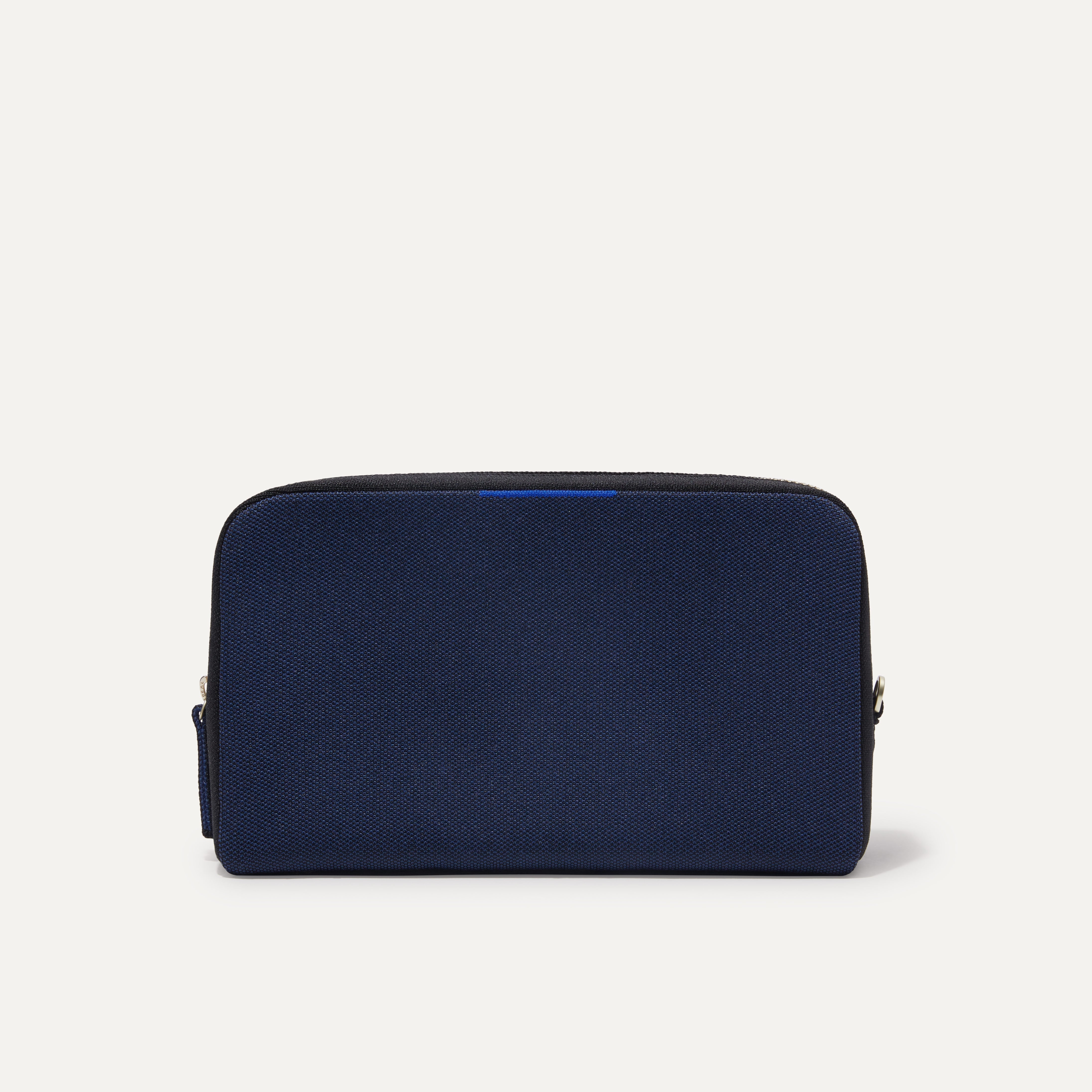 PLP |The Universal Pouch in Sapphire and Onyx shown from the front.