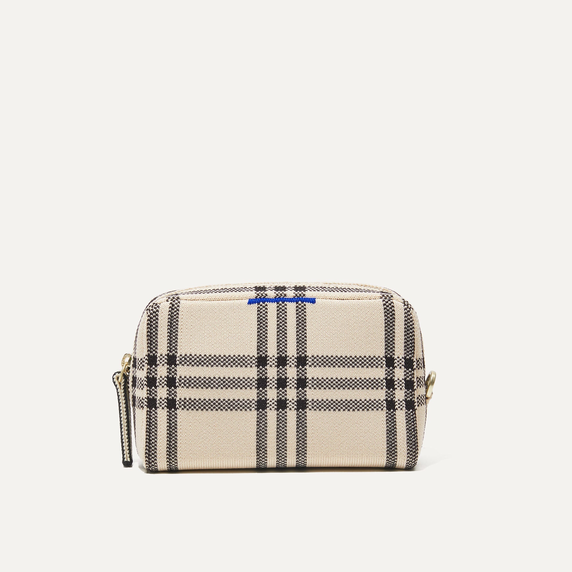 PLP |The Mini Universal Pouch in Cream and Black shown from the front.