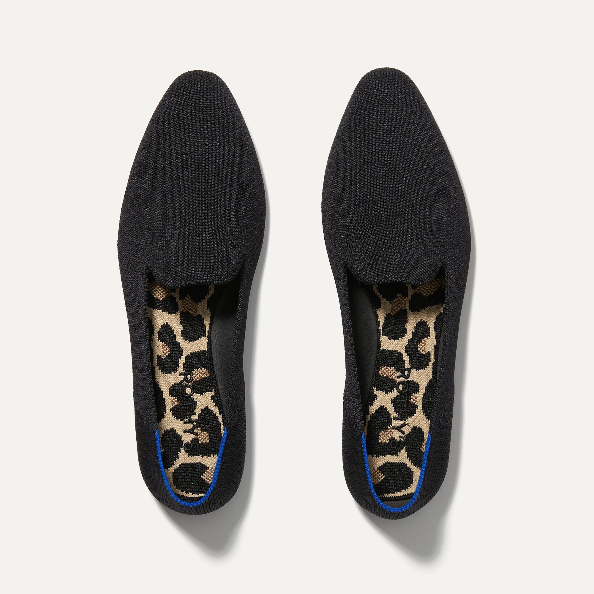 The Almond Loafer in Black shown from the top. 