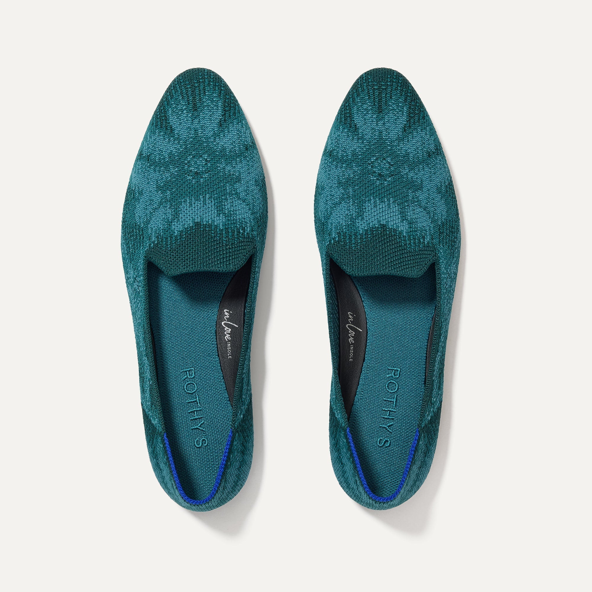 The Almond Loafer in Dark Jade shown from the top. 