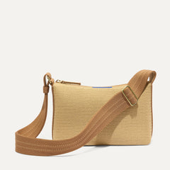 PDP |The Casual Crossbody in Brown Butter Raffia-Knit, shown from the front.