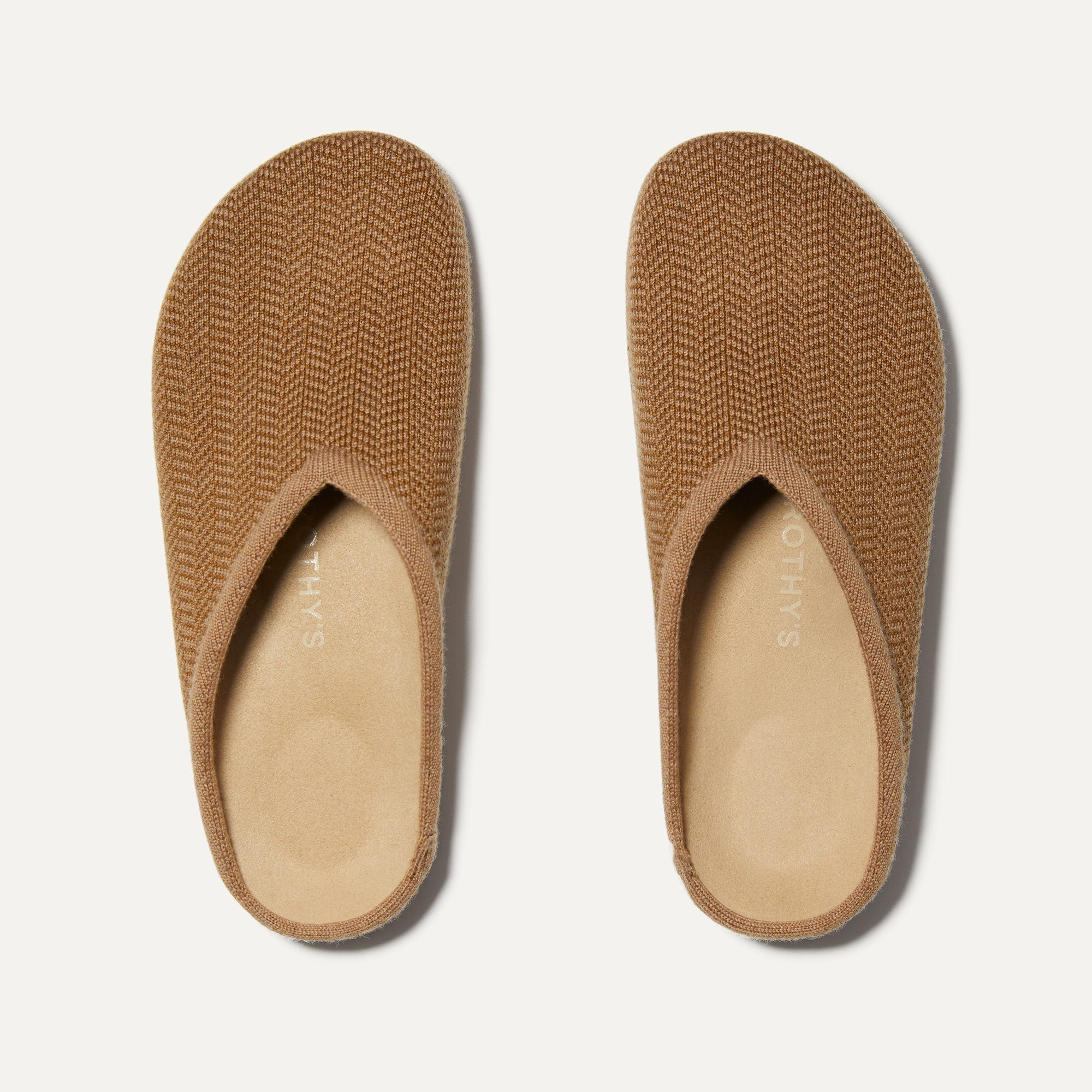 The Casual Clog in Teak Herringbone shown from the top. 