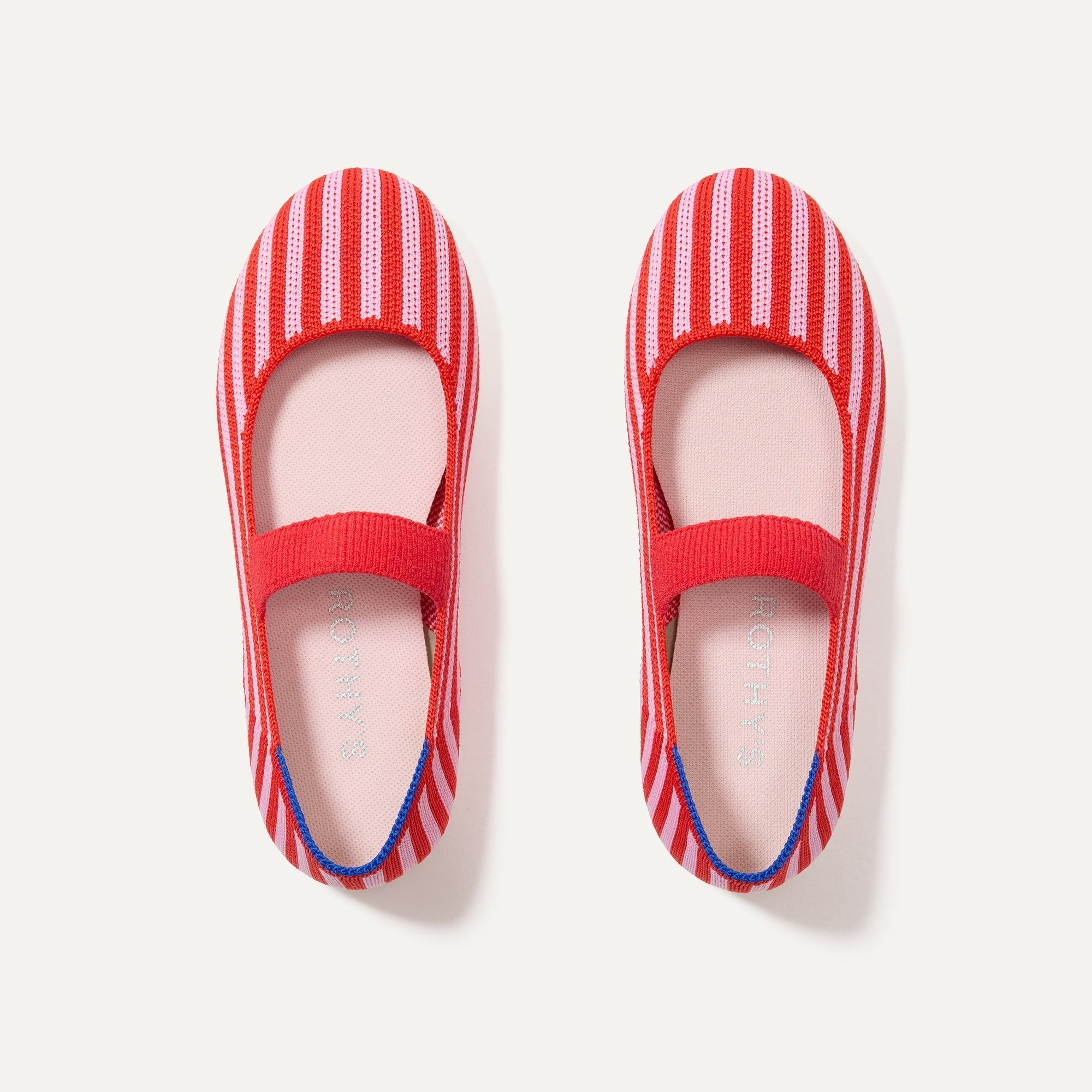 The Kids Mary Jane in Cherry Stripe shown from the top.