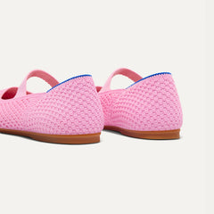 Close up of the heel of The Kids Mary Jane in Tutu Open-Knit.