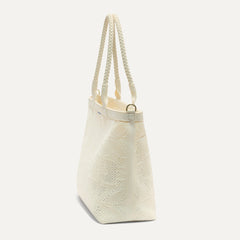 The Lightweight Zip Tote in Moonflower shown from the side.