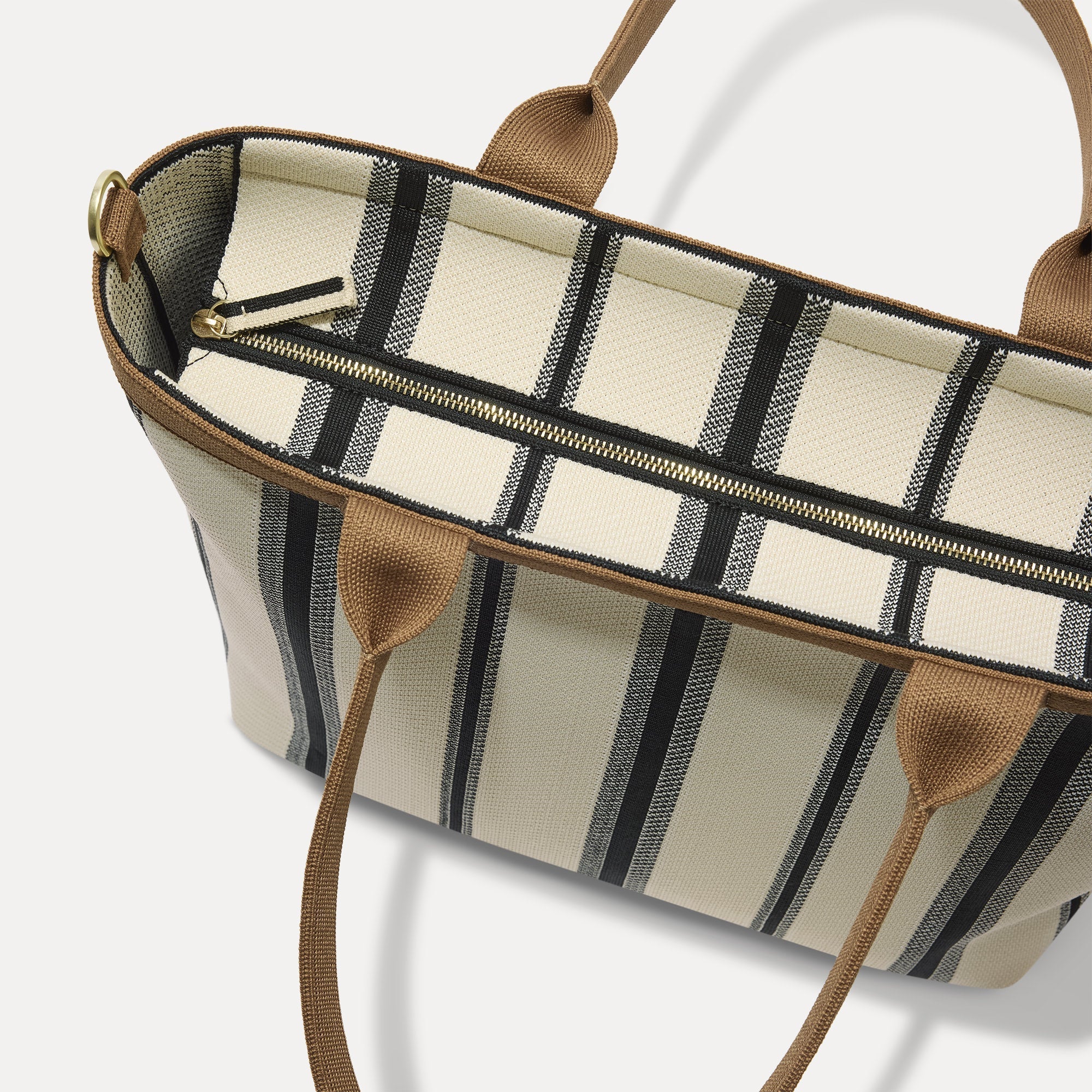 The Lightweight Zip Tote in Coastline, focusing on the zip closure and handles.
