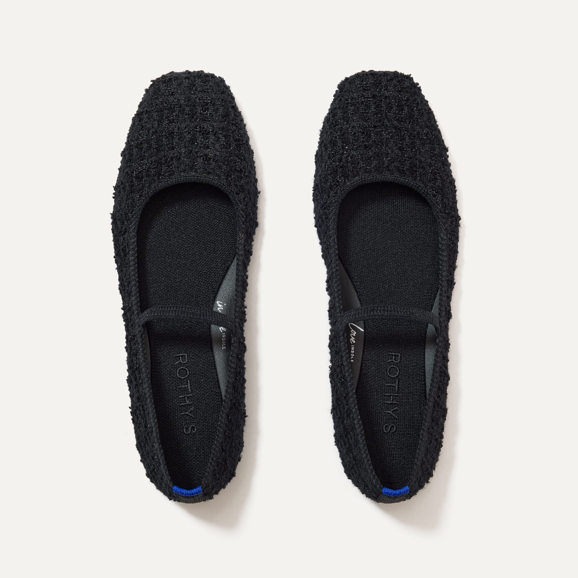 The Max Square Mary Jane in Black Bouclé shown from the top.
