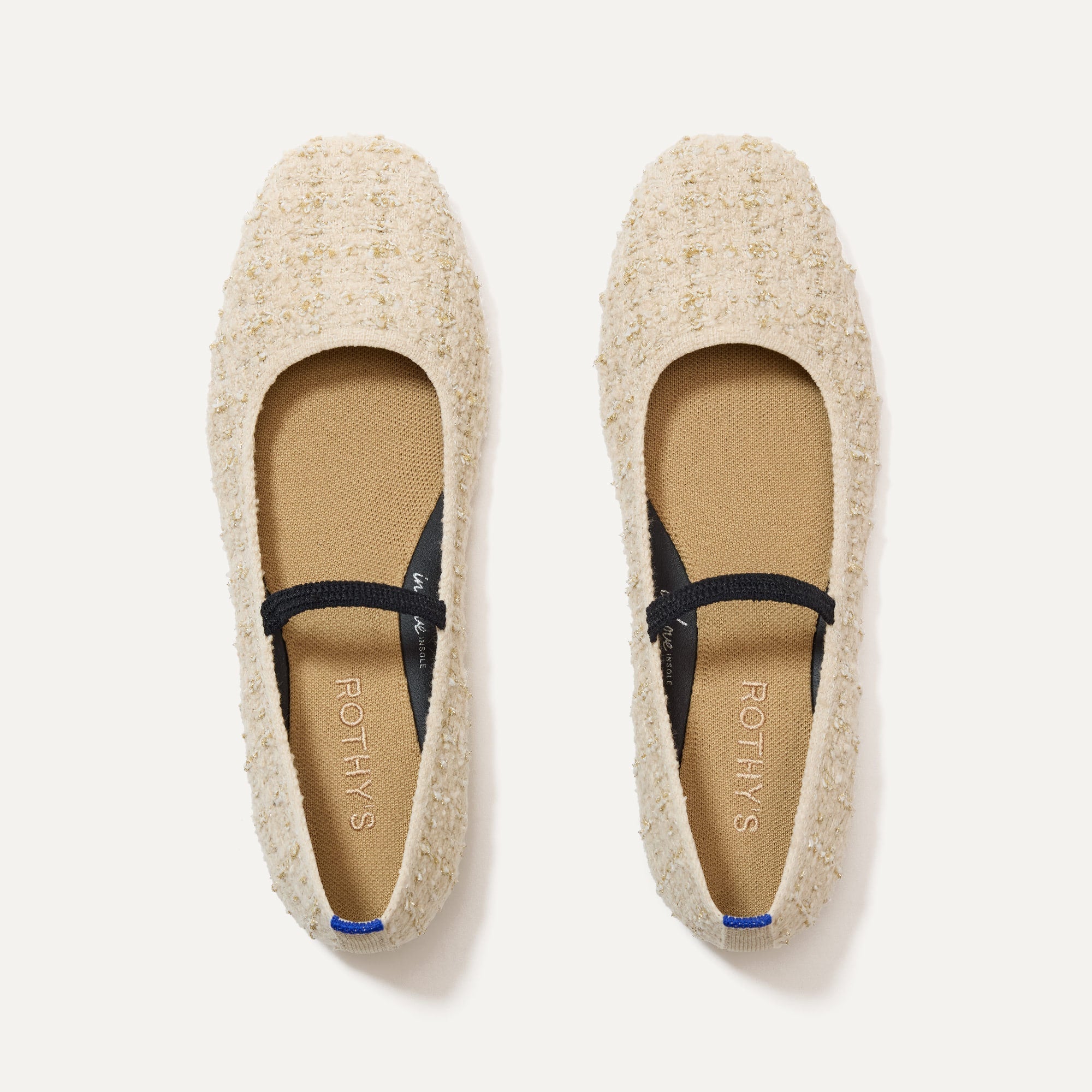 The Max Square Mary Jane in Pearl Bouclé shown from the top.