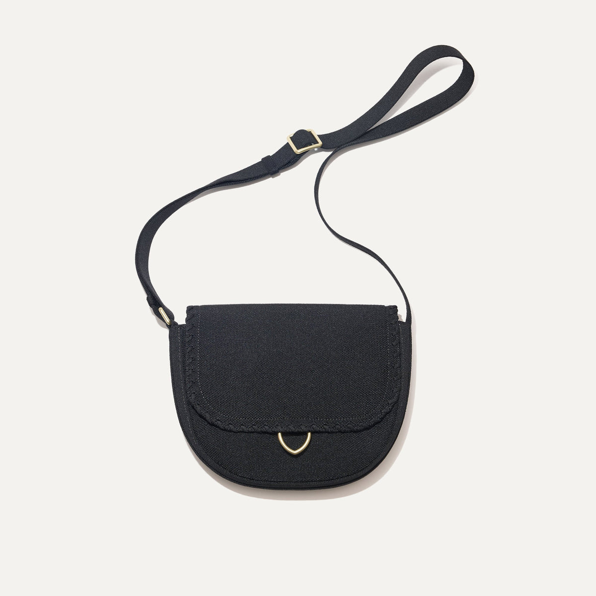 PLP |The Saddle Bag in Black shown from the front.