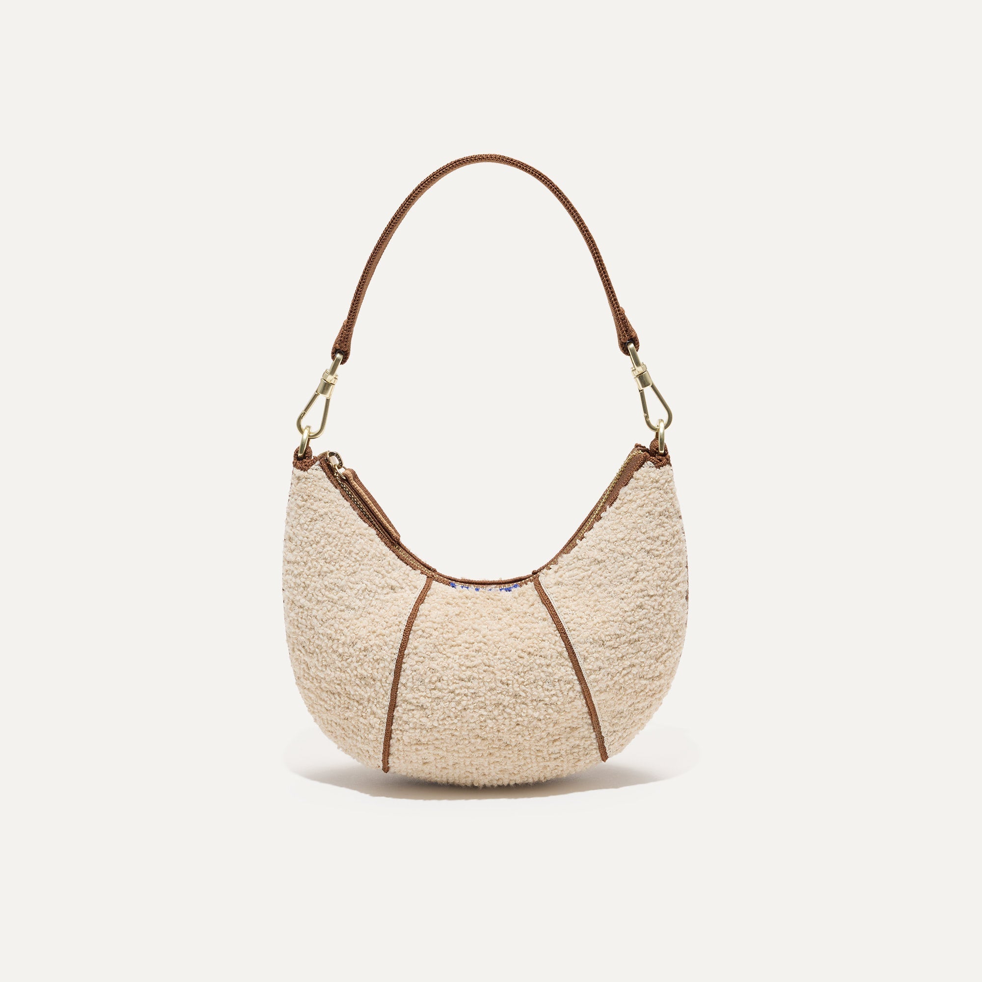 PLP |The Mini Crescent Bag in Honeybun Bouclé.
