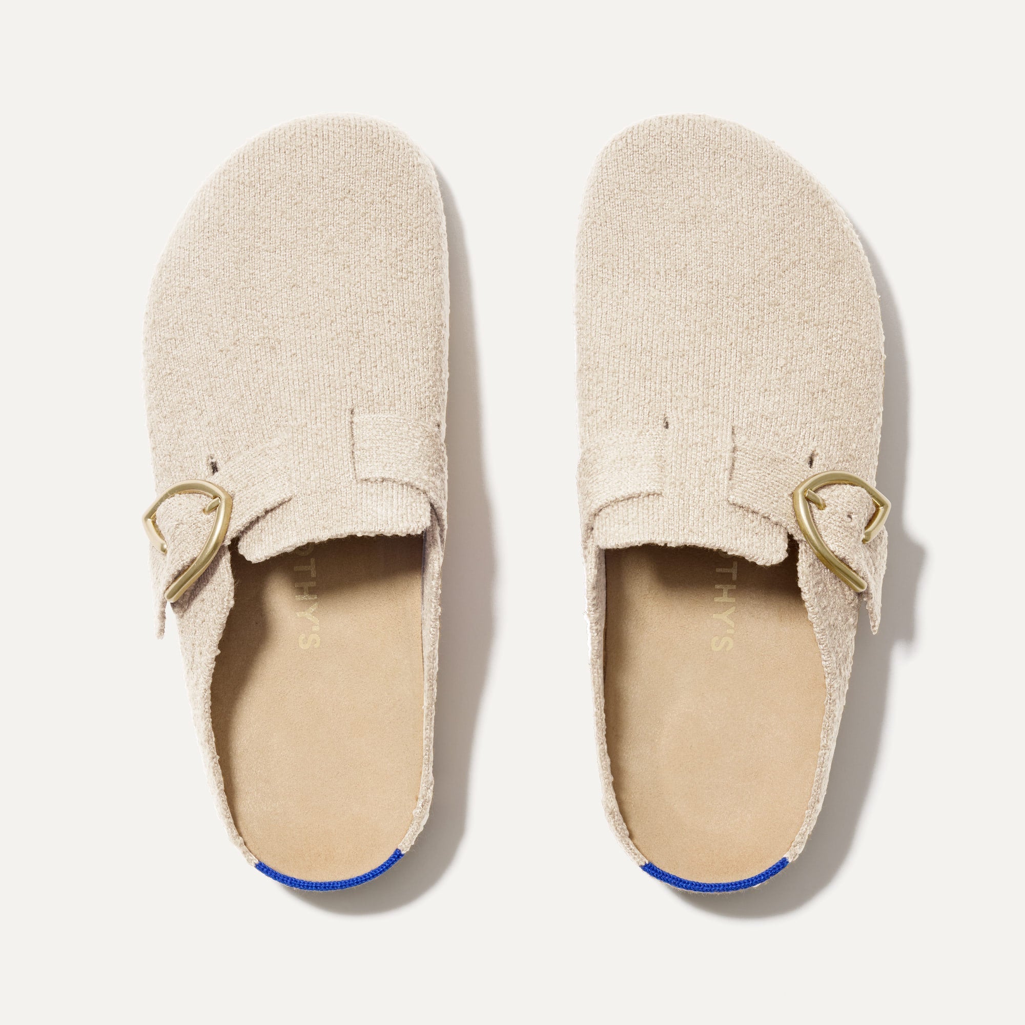 The Buckle Clog in Honeybun Bouclé shown from the top. 