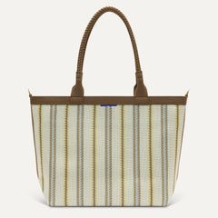PDP |The Lightweight Zip Tote in Sunbeam Market Stripe shown from the front.