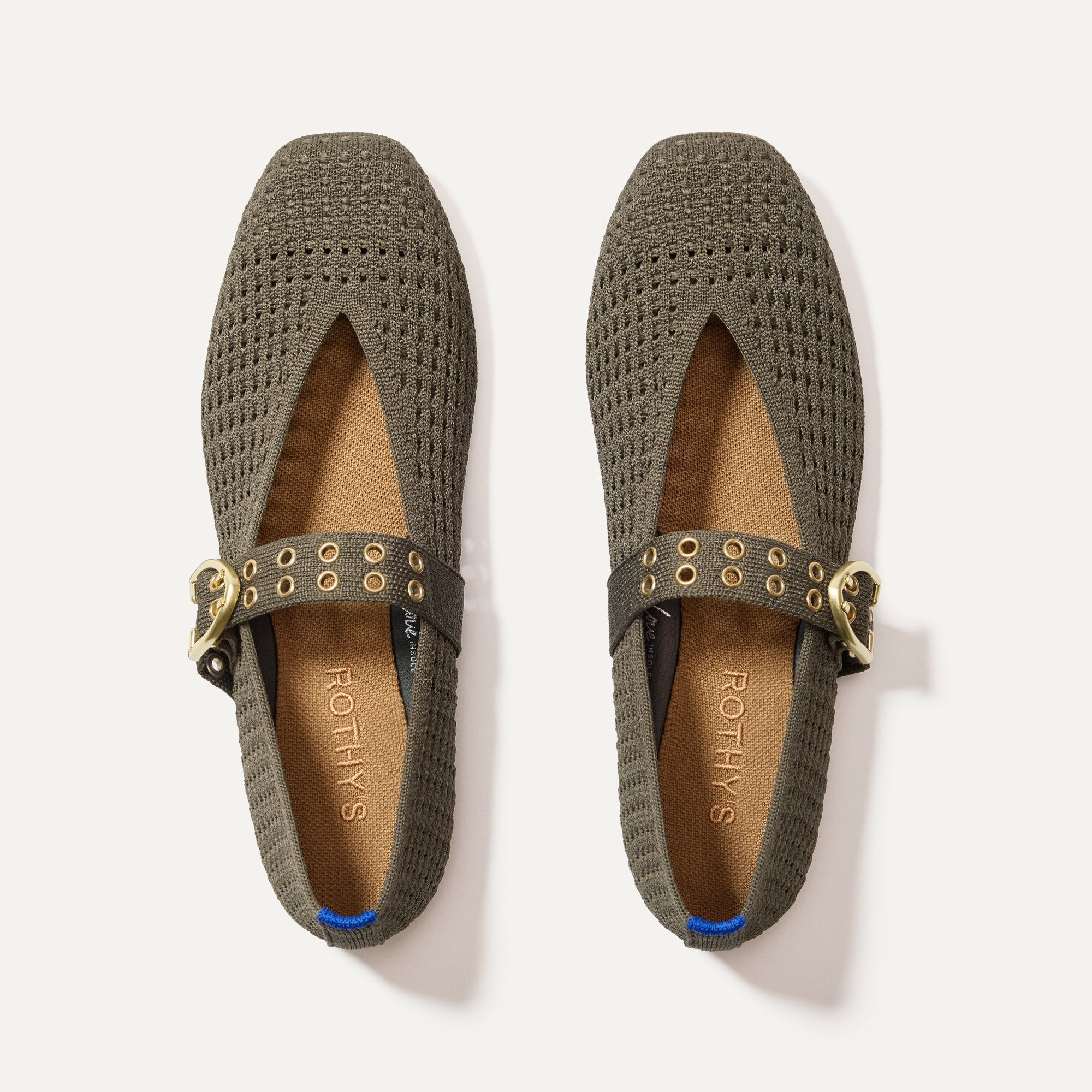 The Max Buckle Mary Jane in Safari Mesh shown from the top.
