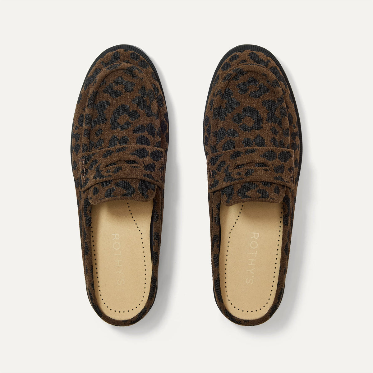 The Penny Loafer Mule in ReVelvet Cheetah shown from the top.