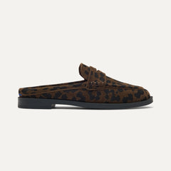 side | The Penny Loafer Mule in ReVelvet Cheetah shown from the side.