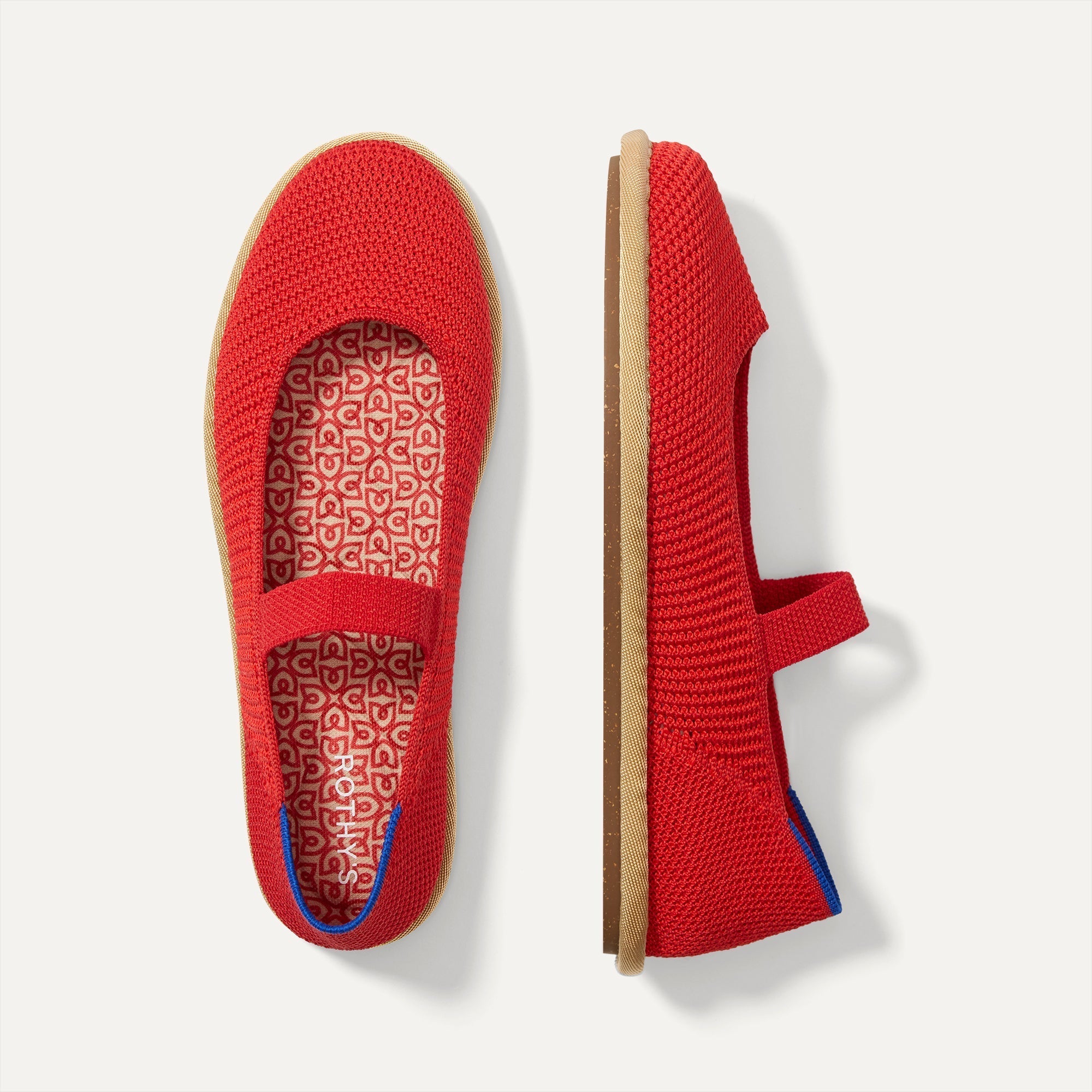 The Cruiser Mary Jane in Poppy Raffia-Knit shown from the top. 