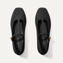 The T-Strap Mary Jane in Black shown from the top.