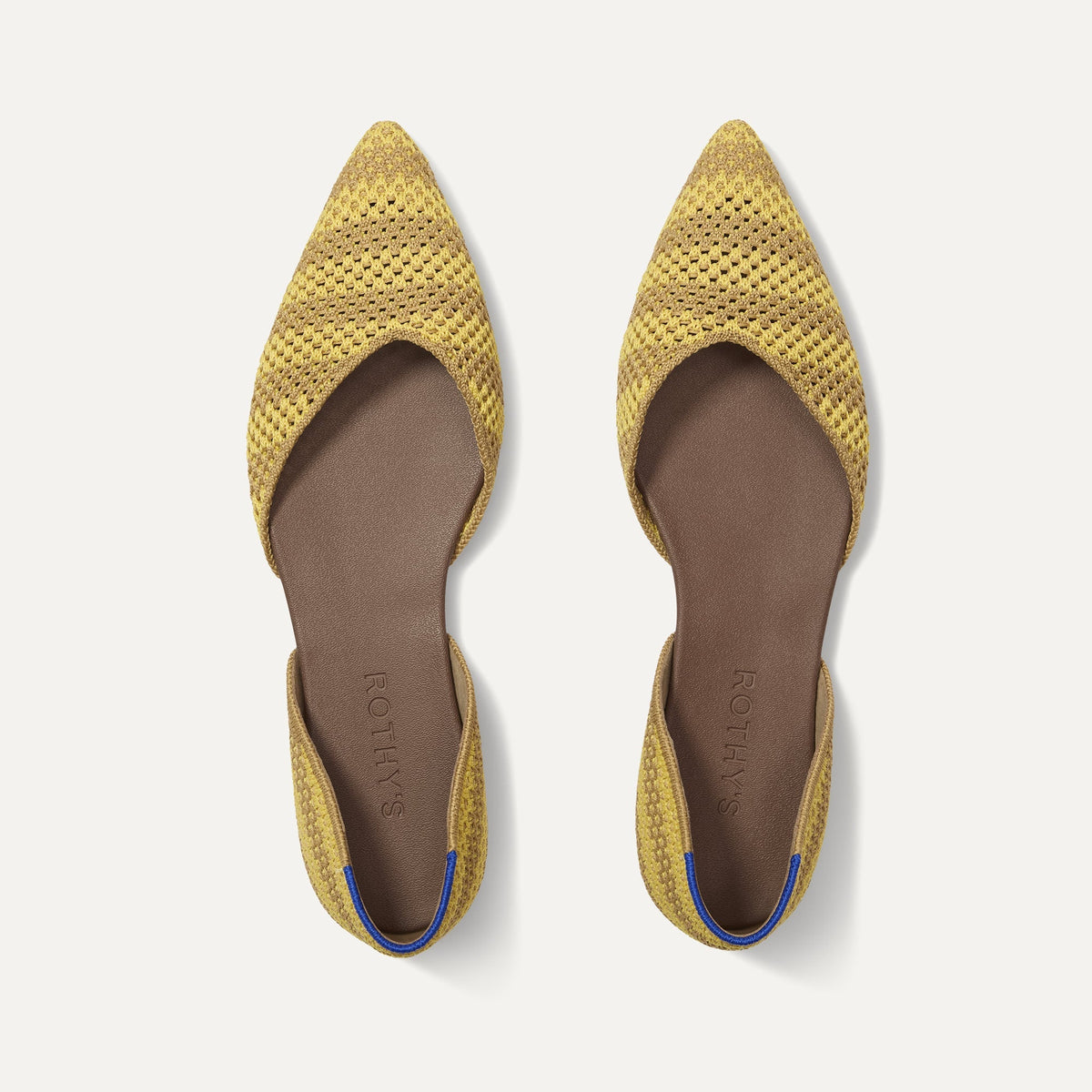 The D'Orsay Point in Daffodil Stripe shown from the top.