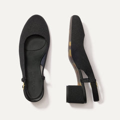 The Heel Ballet Slingback in Black shown from the top.