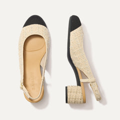 The Heel Ballet Slingback in Pearl Tweed shown from the top.