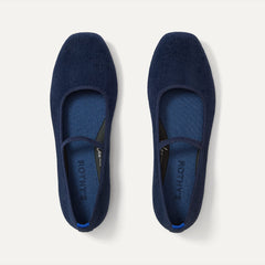 The Max Square Mary Jane in ReVelvet Navy shown from the top.