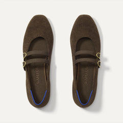 The Double Buckle Mary Jane in ReVelvet Bistro shown from the top.