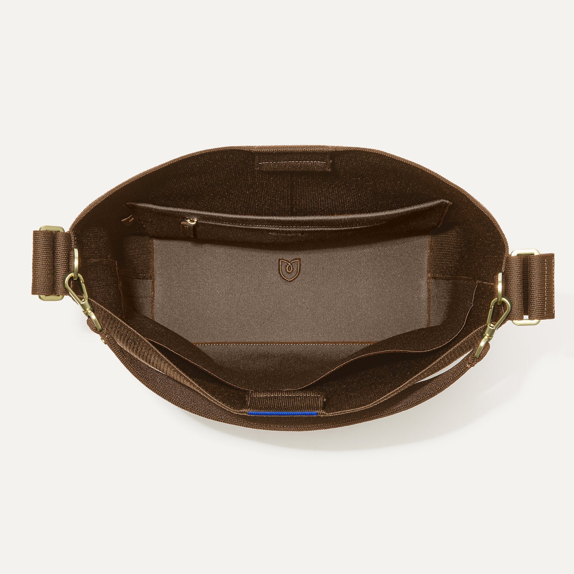 The Bucket Bag in ReVelvet™ Cinnamon shown from the top with base insert.