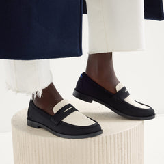 hover | Model wearing The Penny Loafer in Tuxe.