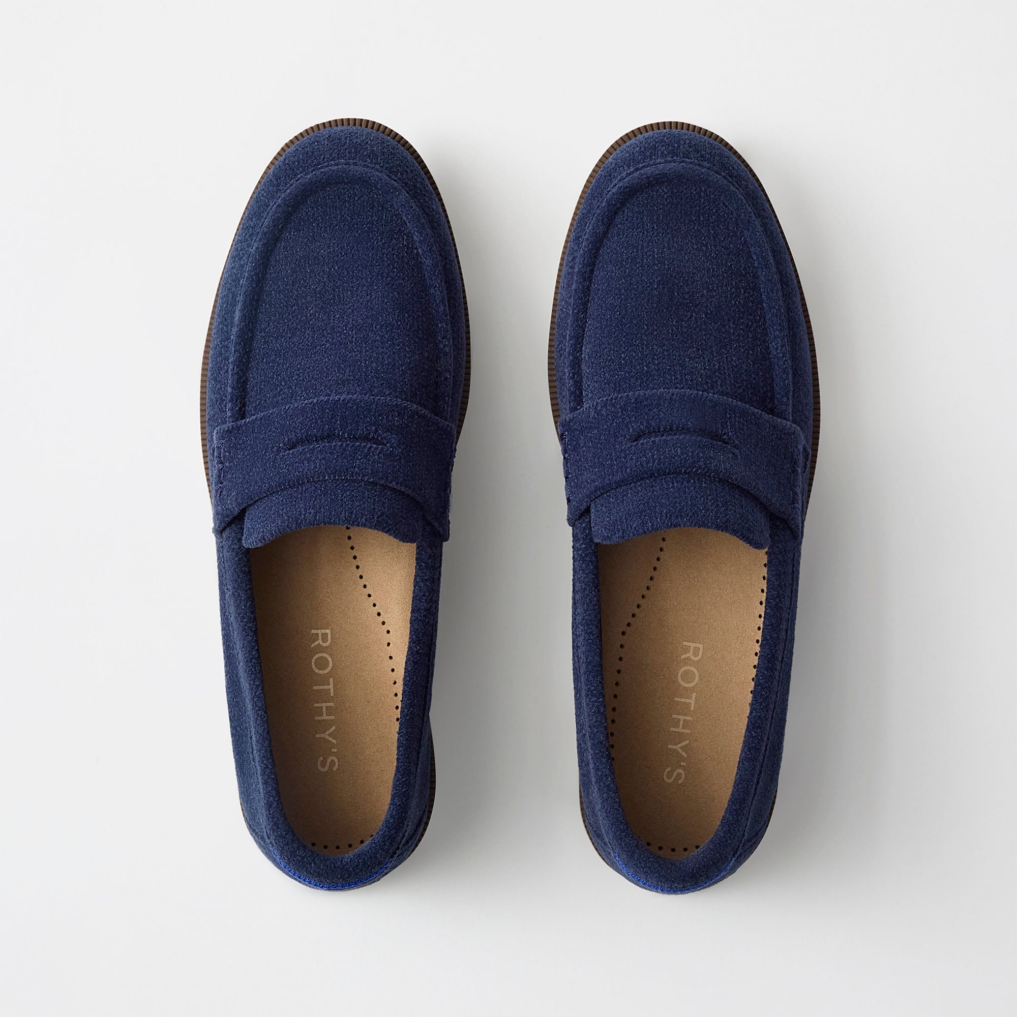 pdp | The Penny Loafer in ReVelvet Navy shown from the top.