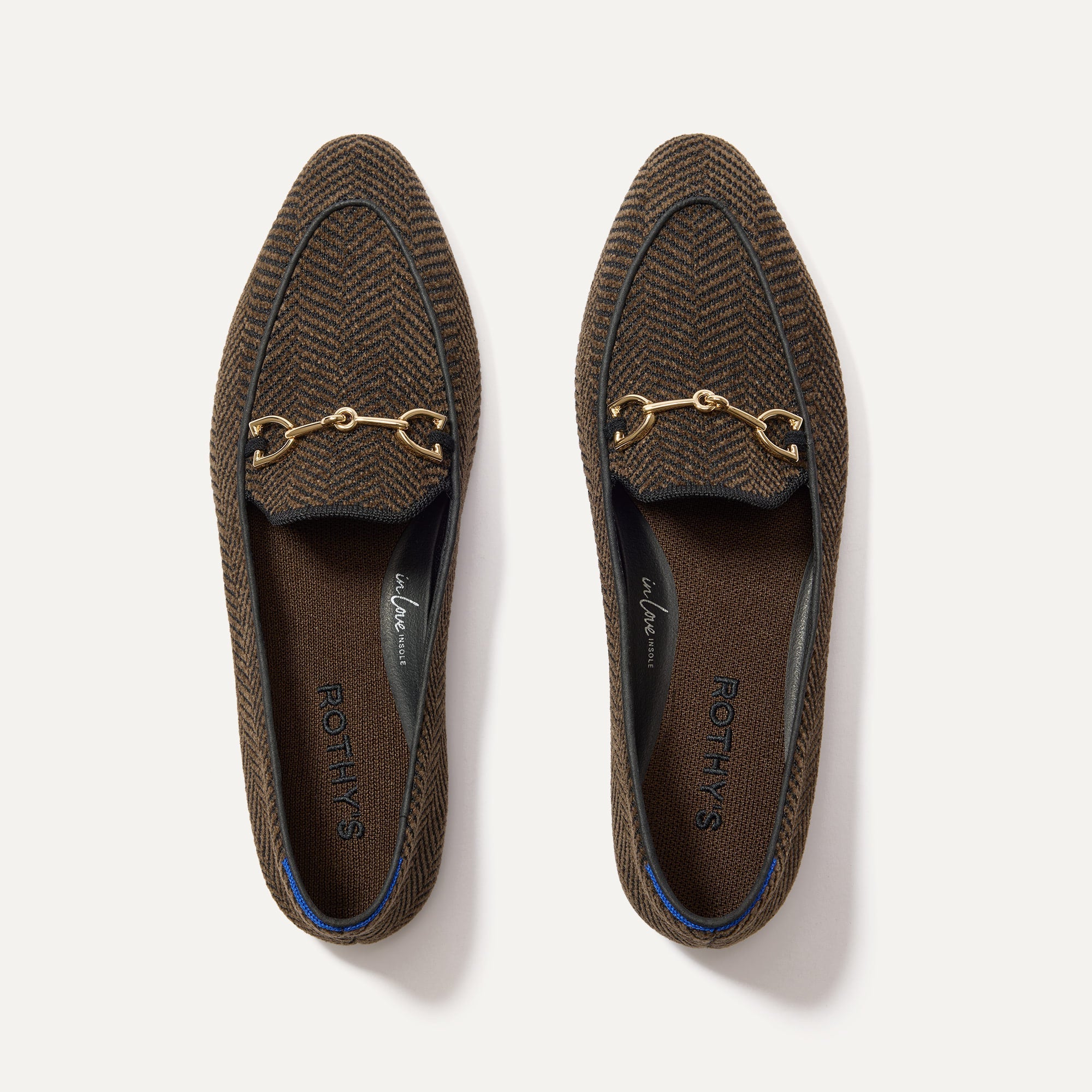 The Double Bit Loafer in ReVelvet™ Dark Herringbone shown from the top. 