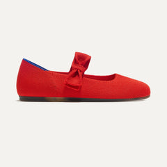 side | The Kids Tux Bow Mary Jane in Bright Red shown from the side.