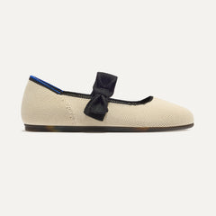 side | The Kids Tux Bow Mary Jane in Ivory shown from the side.