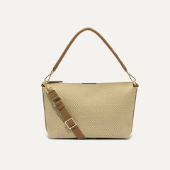 PLP |The Daily Crossbody Bag in Macadamia Open-Knit shown from the front.