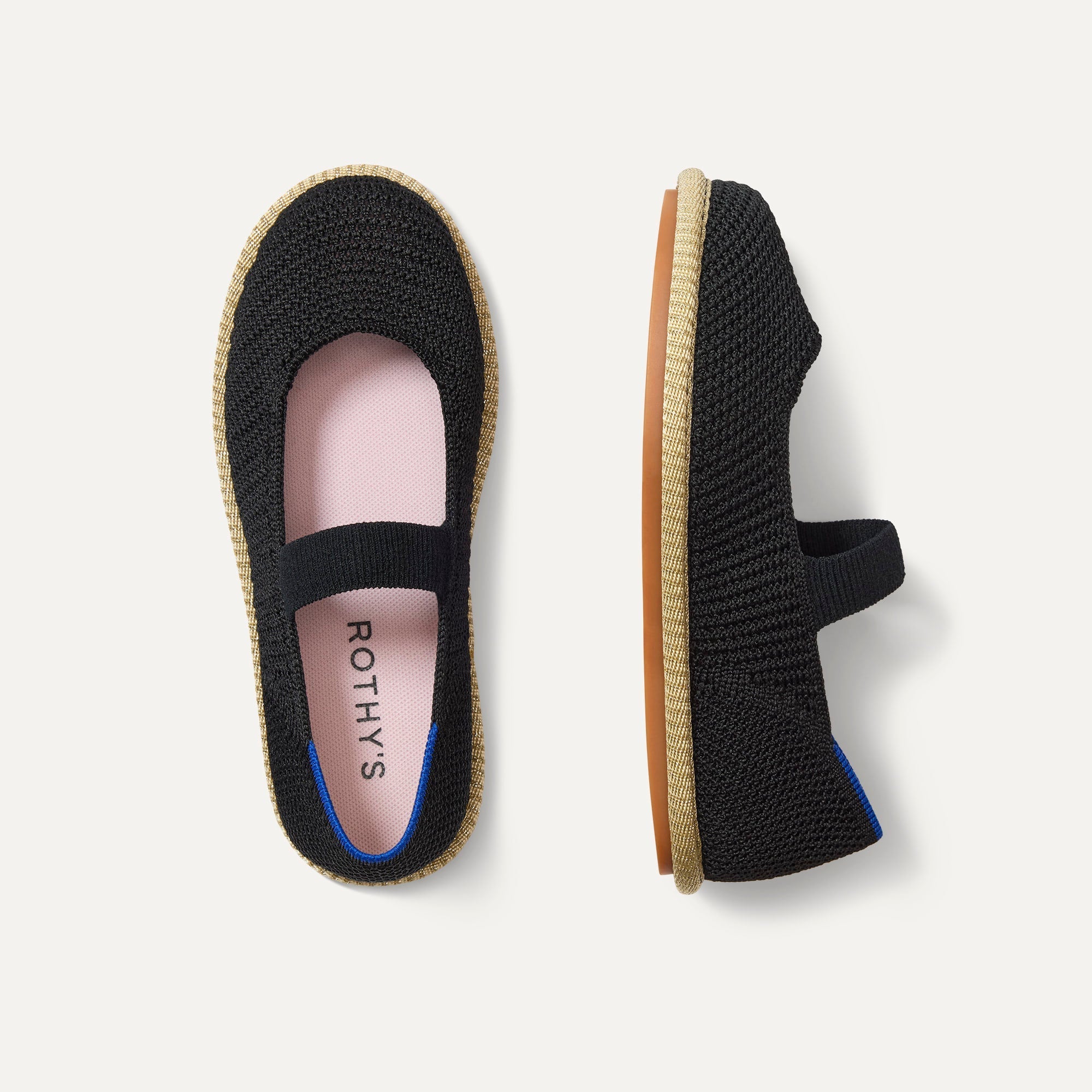 The Mini Mary Jane in Black Raffia-Knit shown from the top.