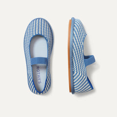 The Mini Mary Jane in Blueberry Stripe shown from the top.