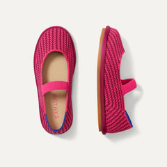 The Mini Mary Jane in Raspberry Stripe shown from the top.