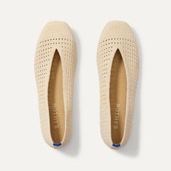 The Max Square Ballerina in Off White Mesh shown from the top.