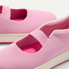 Close up of the strap detail of The Kids MJ Sneaker in Tutu.