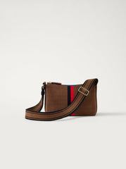 PLP |The Casual Crossbody in ReVelvet Cinnamon Stripe, shown from the front.