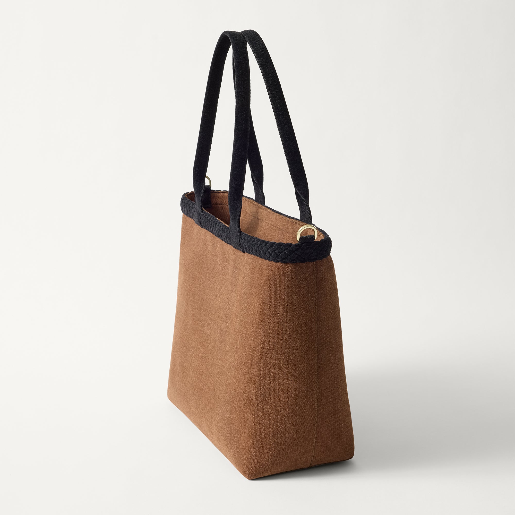 The Lightweight Zip Tote in ReVelvet Cinnamon shown from the side.