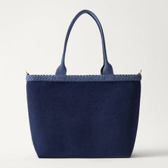 PDP | The Lightweight Zip Tote in ReVelvet Deep Navy shown from the front.